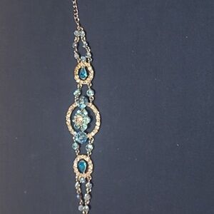 Aqua Blue rhinestone chain bracelet